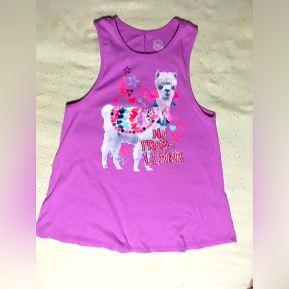 wonder nation Other - No Prob-Llama Ribbed Pink Tank Top Girl Sz XL 14-16 Embellished With Glitter